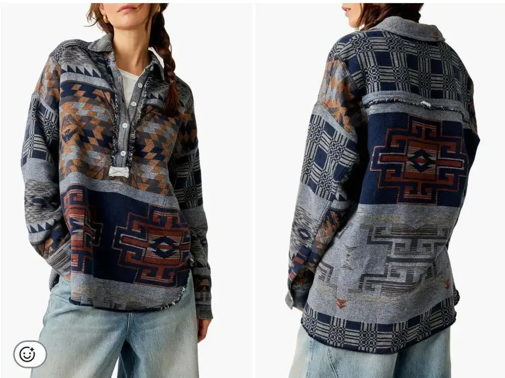 We The Free Free People Arizona Sky Pullover Jacket Small Oversized Aztec